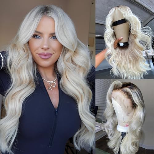 Perruque cheveux humains blond platine ombre de qualité supérieure