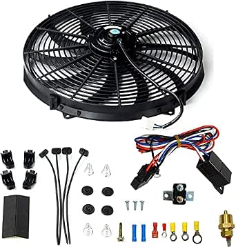 16 inch Electric Radiator Fan with Thermostat Wiring Switch Relay Kit