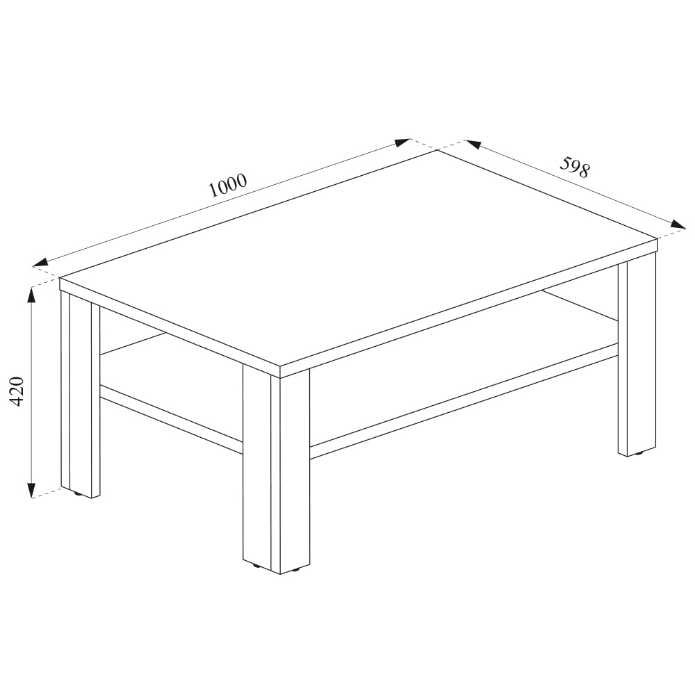 Vicco Tavolino da salotto, Bianco, 100 x 60 cm, con vano aperto per la conservazione di riviste