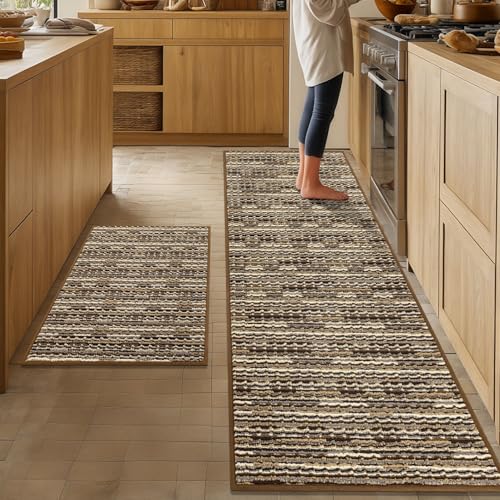 Kitchen Rugs Sets of 2-Non Slip Kitchen Mats for Floor-Thick
