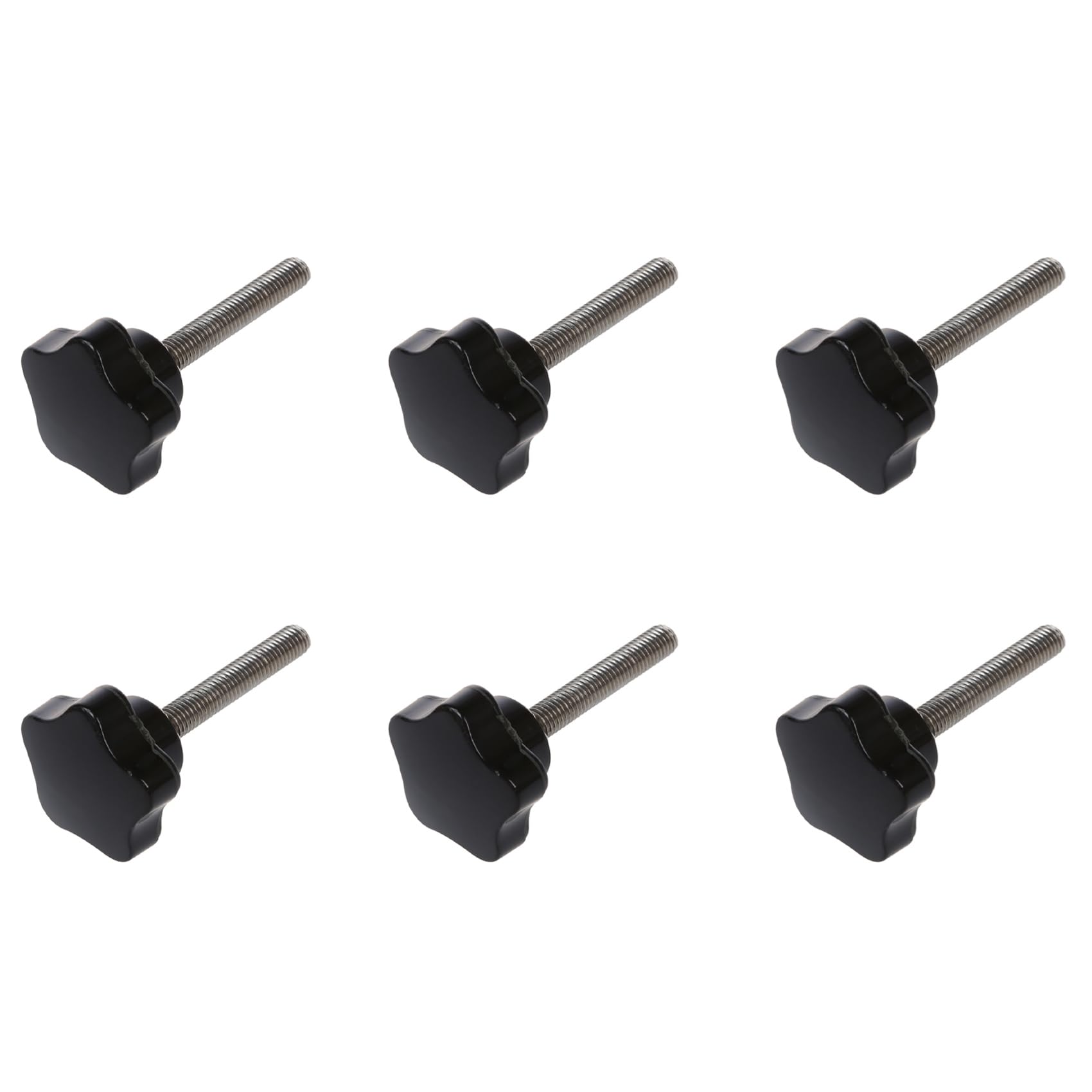 Jnchdghwa Black & Silver 6Pcs M8 X 50Mm Thread Replacement Star Hand Knob Tightening Black Silver Tone