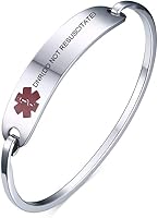 Vista 46 de VNOX Medical Bracelet for Women-Stainless Steel Emergency Medical Alert ID Bangle Bracelet,Free Engraving