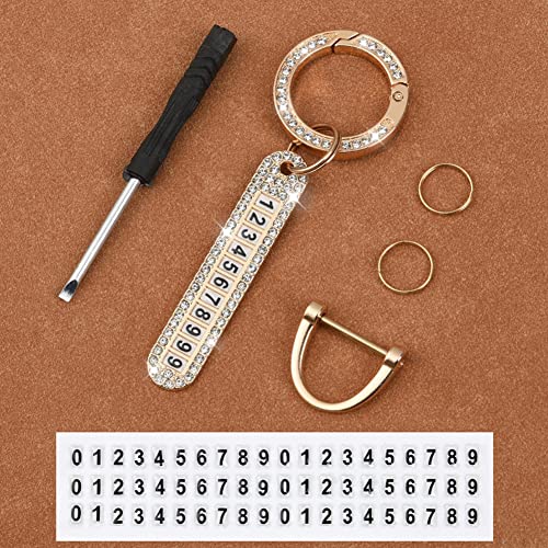 Ihreesy Zinc Alloy Car Keychain,Bling Bling Key Chain Sparkling Rhinestone Pendant Key Ring With Universal Phone Number Plate Car Key Decorations Accessories,Gold #TOP3