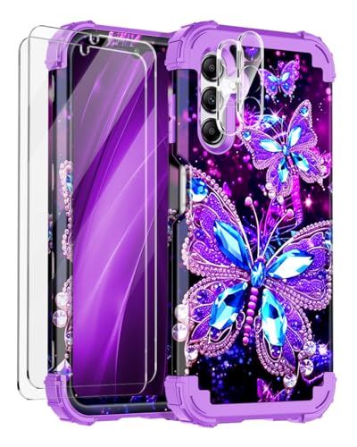 Miqala for Galaxy A14 5G Case,Glow in The Dark Three Layer Heavy Duty Shockproof Full Body Hard Plastic Bumper+Soft Silicone Protective Case for Samsung Galaxy A14 5G,Dark Blue
