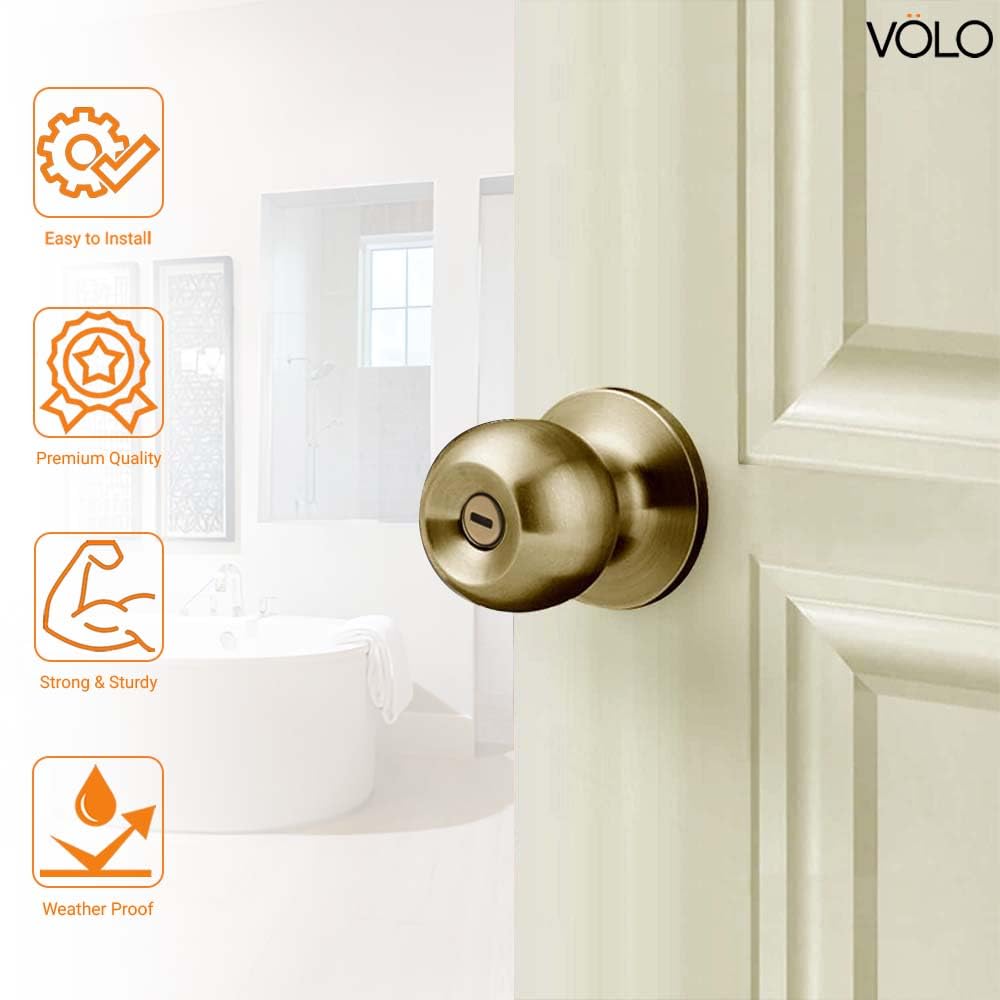 VOLO Main Door Knob with Key Lock – Entry Door Handle for Main Gate/Bedroom/Exterior Use, Secure Locking Handle (Black) 1