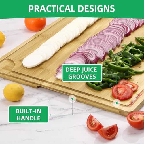 GarveeHome Extra Large Bamboo Cutting Board, 30 x 20 Inch Wooden Chopping Board for Kitchen, Butcher Block with Juice Groove and Handles, Stove Top Cover, Over Sink Noodle Board