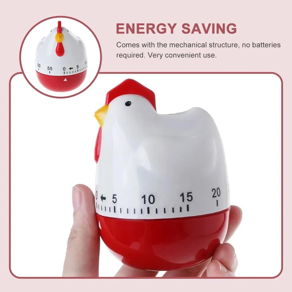 Cooking Timer Magnet, Lovely Chicken Timer Mechanical Kitchen Cooking Alarm Clock 60 Minutes Rooster Kitchen Cooking Timer for Home Decor Timing Reminder