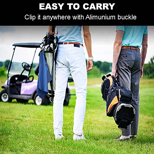 3 Pack Golf Towel With Microfiber Waffle Pattern Tri-Fold 16''X16'', Golf Cleaning Towels, Super Absorption And Quick Dry With Carabiner Clip For Golf Bags For Men & Women, Blue, Black And Gray #TOP5