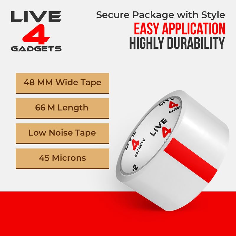 live4gadgets Strong Heavy Duty Cellotape Roll Pack Clear Packaging Tape | Secure Sticky Sealing Tape for cardboard boxes for moving, Parcel Boxes, Large Postal Bags for long term storage | 48MM x 66M - Image 3
