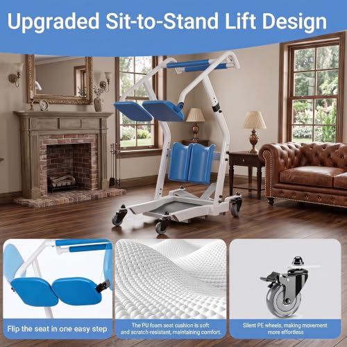 Image of Sit to Stand Lift for Elderly,Patient Transfer Stand Assist Aid,Sit to Stand Patient Lift for Seniors,Aid for Home Care Use,Elderly Lift Assist Transfer Device-Transport Chair Stand Assist, 400l cap