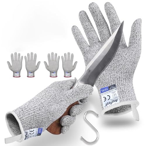 AmzFirst 2 Paar Schnittsichere Handschuhe Küchen Handschuhe Lebensmittelkontaktqualität Level 5 Schnittschutz Arbeitshandschuhe Gartenhandschuhe Schnitzhandschuh für Holzschnitzen Größe : 10/XL