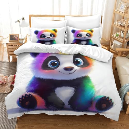 Drap de couette panda imprimé 3D avec taies d'oreiller en microfibre 200x200cm