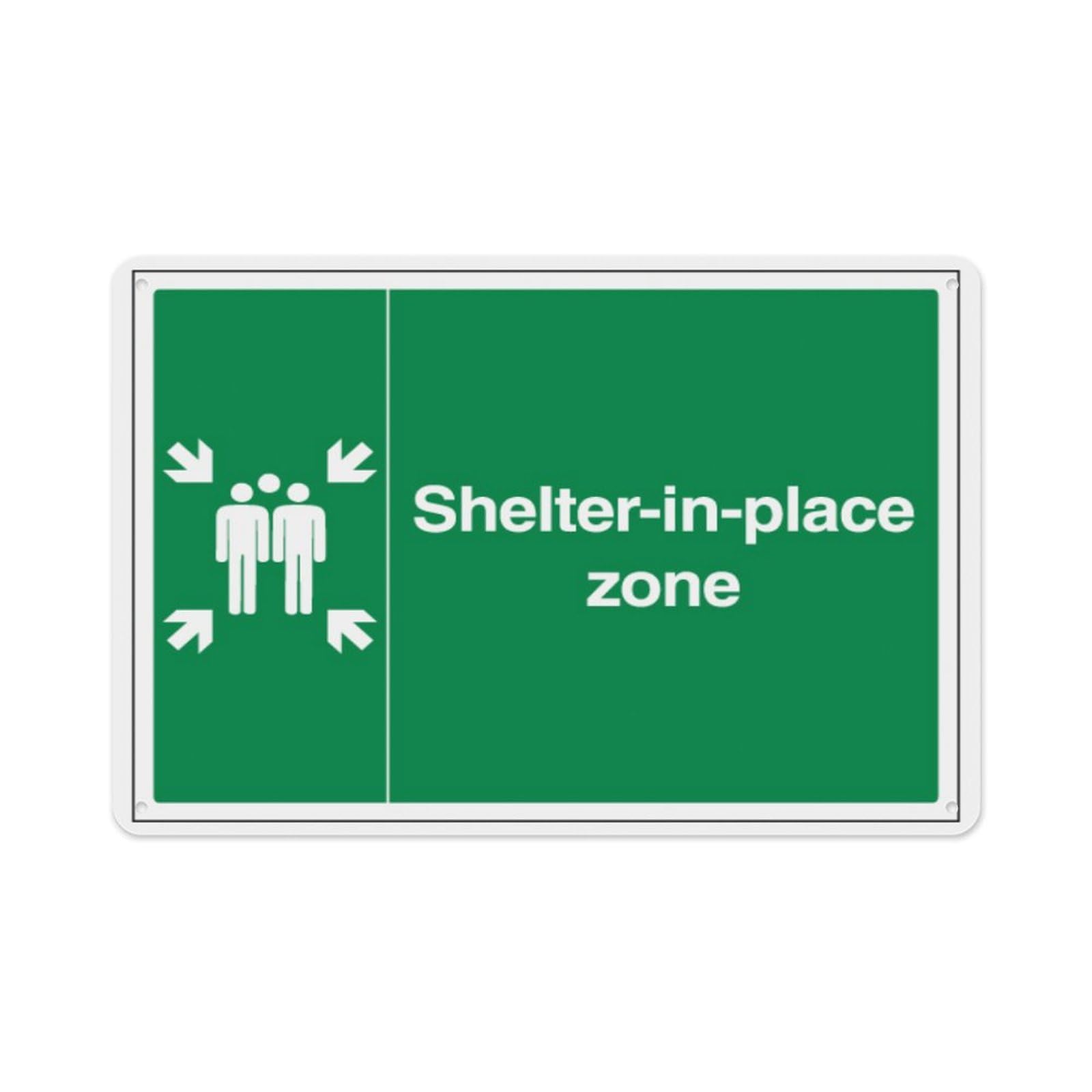 peiyeety Shelter-In-Place Zone With Family Aluminum Tin Warning Signs For Home Outdoor Garden 8X12 Inches