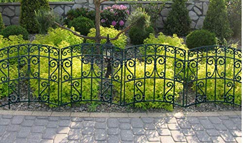 Preisvergleich Produktbild KUHEIGA Beetzaun schwarz, PVC, Dekozaun, Gesamhöhe: 70cm, Zaunelement PVC, Dekozäunchen