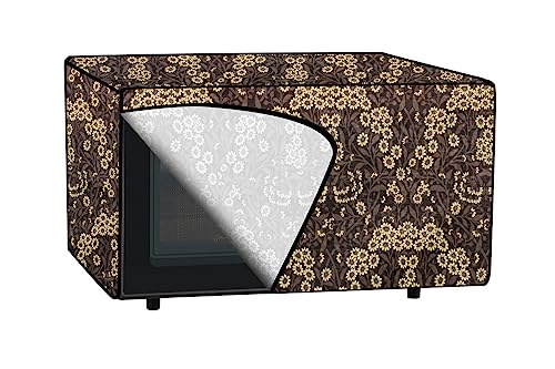Image of The Furnishing Tree PVC Waterproof Microwave Oven Cover Compatible for Panasonic 23L NN-CT353BFDG Floral Pattern Brown Mustard