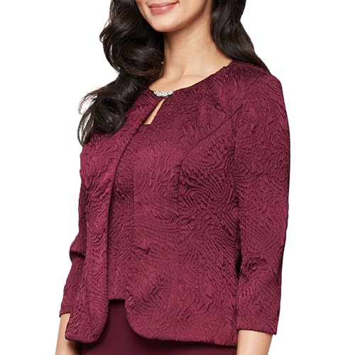 Image of Alex Evenings Women's Tea Length Jacket Dress, Perfect for Weddings, Formal Events (Petite and Regular Sizes)