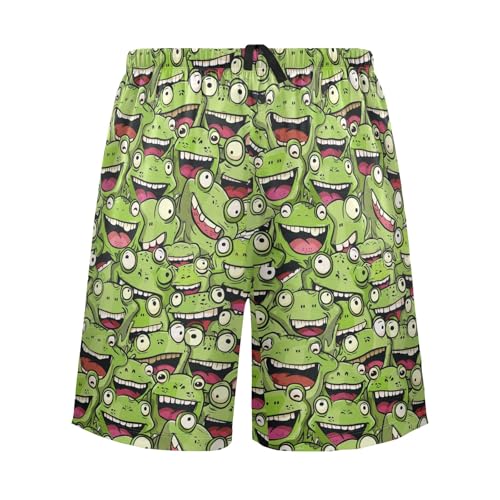 Frog Head Mens Pajama Shorts Soft Pants Lounge Sleepwear Bottoms with Drawstring & Pockets