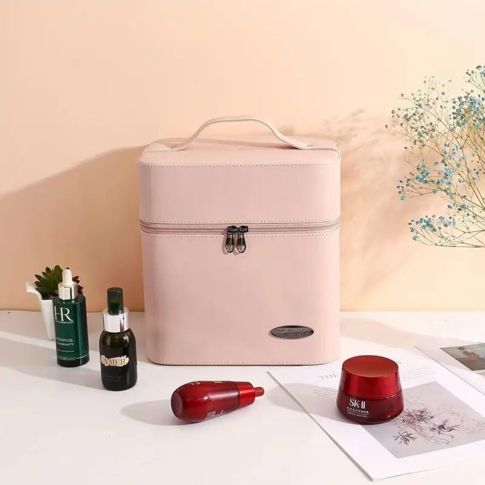 Pu Leather Makeup Storage Box with Zipper