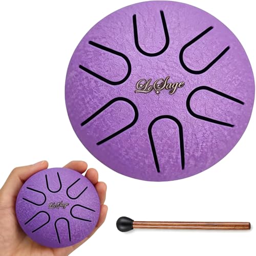 LeSage Steel Tongue Drum 3 Inch 6 Notes Rain Drum Style Calming Percussion Instrument for Relaxation & Meditation Musical Gift for Adults & Beginners