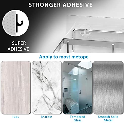 Moforoco Shower Caddy Shelf Organizer Rack, Self Adhesive Silver Bathroom Shelves Basket, Home Farmhouse Wall Shower Inside Organization And Storage Decor Rv Accessories, First Apartment Essentials #TOP4