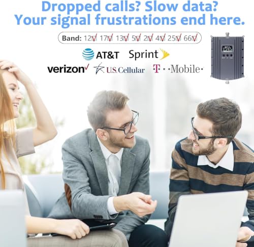 Image of Cell Phone Booster for Home Office with 2 Indoor Antennas| Boosts 5G & 4G LTE | Cell Phone Signal Booster for All U.S. Carriers with Band 2 /4 /5 /12 /13 /17 /25 /66| Up to 8000 Sq.Ft | | FCC Approved