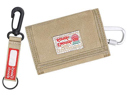 Rough Enough Kids Wallet for Boys Girls Preppy Teen with Neck Lanyard Keychain Canvas Khaki