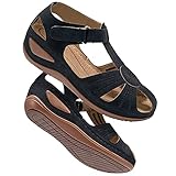 DUOYANGJIASHA Womens Sandals Dressy Summer Beach Bohemia Ankle Strap Causal Comfortable Closed Toe Wedge Shoes for Outdoor