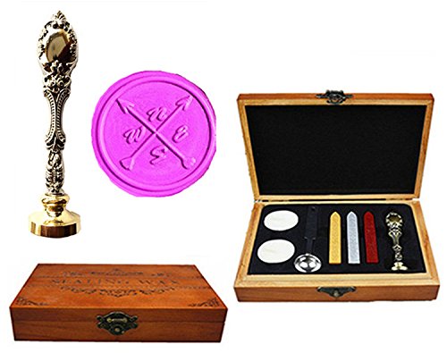 Coffret cadeau de tampon cachet de cire boussole en bois pour mariage unique