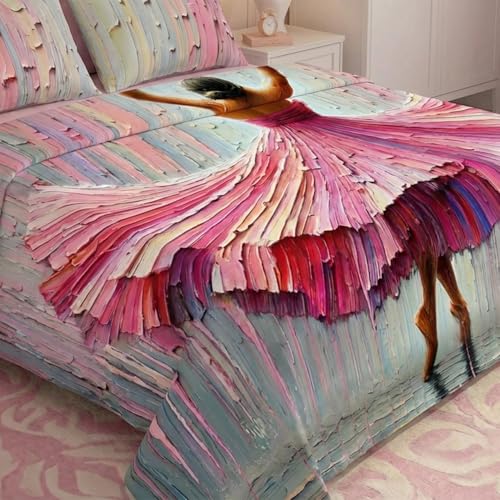 Image of 7D Fairy Tale Dancing Girl Collection King Bedsheet 108x108 inch with 2 Pillow Covers | Good Stitching, Soft Fabric & Vibrant 7D Digital Print for Kids & Couples (Pink-red)
