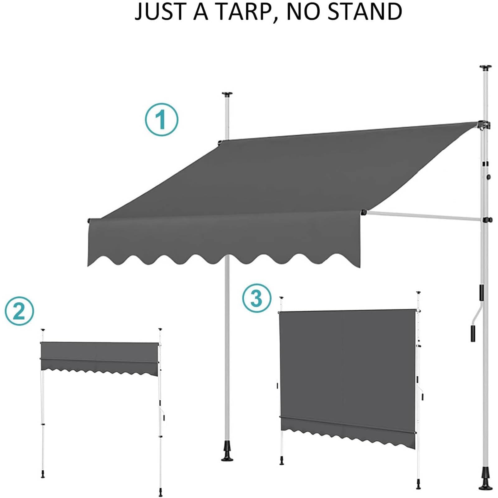 Wasserdichter Markisenstoff, Ersatzmaterial für Balkon, Sonnensegel mit Clip, strapazierfähiger Outdoorstoff, UV-beständiger Stoff