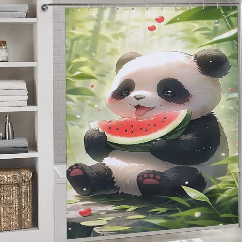 Rideau de douche panda en polyester lavable et imperméable pour baignoire maison 183x183 cm