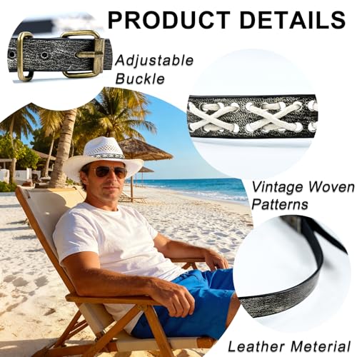 Image of Cowboy Hat Bands for Men Women, Leather Hatbands Belt for Cowboy /Western /Fedora /Cowgirl Hats