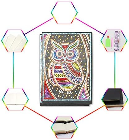 Diamond Painting Notebook Journal Kits Hardcover A5 Blank Owl,Travelers Notebook Writing Note Book Secret Diary for Boys Hardbound Sketchbook for Children Diamond Painting Creative Gift for Christmas