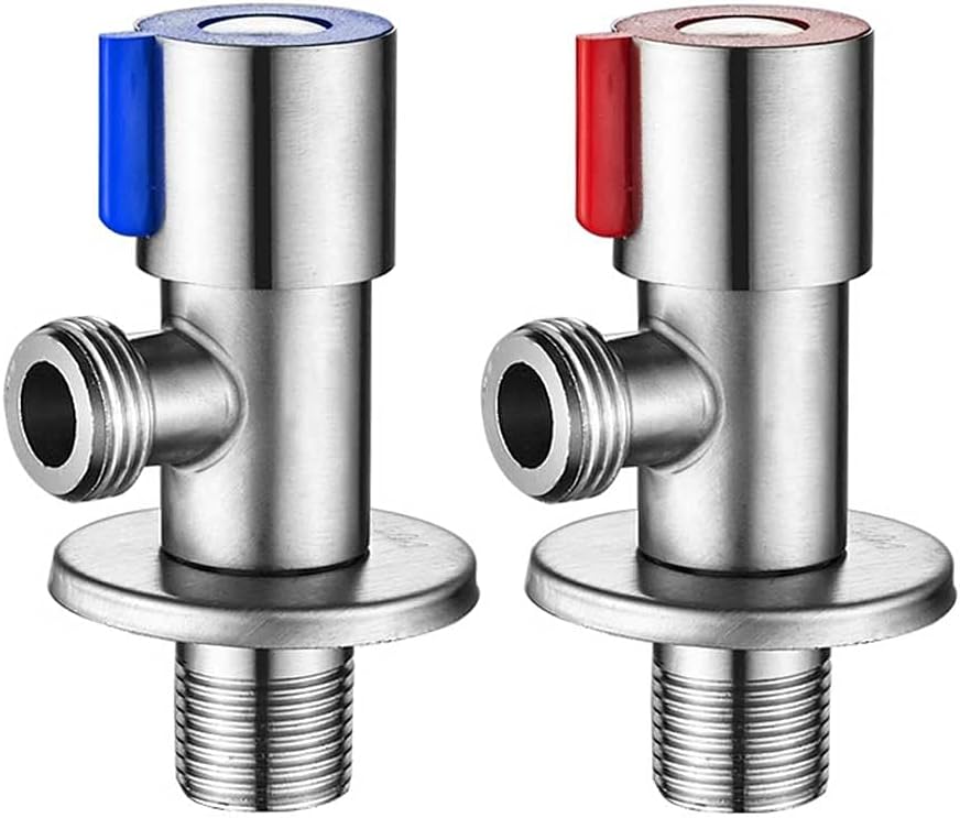 SUS304 Stainless Steel Hot and Cold Water Triangle Valve Flow Control Valve Three-Way Valve G1/2 Thread Bathroom Angle Valve