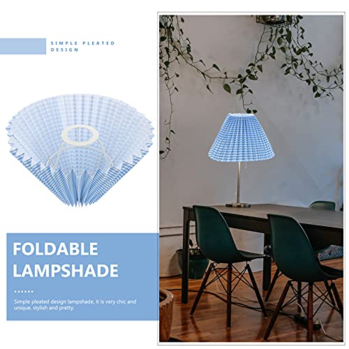 Cloth Lampshade Chandelier Lamp Shade Floor Wall Ceiling Bedside Lamp Shade Blue Pleated Grid Grain Rustic Lamp Cover for Living Rooms Offices Home Decor - Image 2