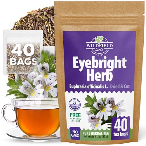 Image of 40 Bags Dried Eyebright Herb Tea Eyesight (Euphrasia) Eyebright Dried Herbal Tea - 40 Count 1.5 g Bags