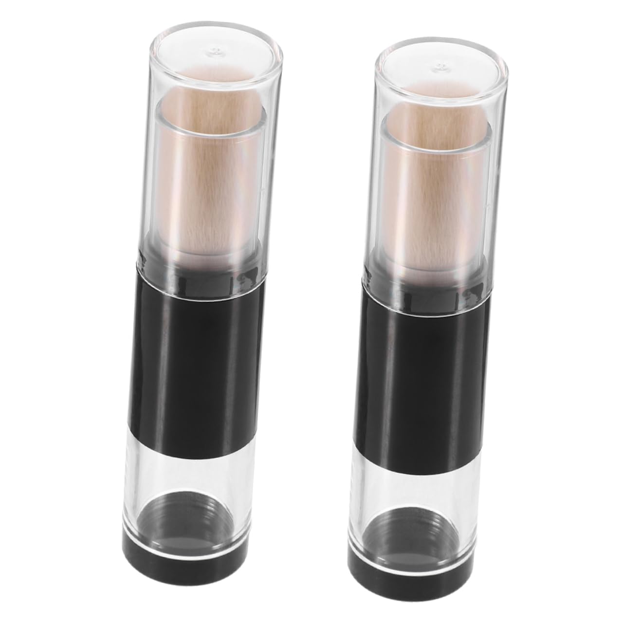 2Pcs Press Dispense Makeup Brush Travel Powder Applicator Brush