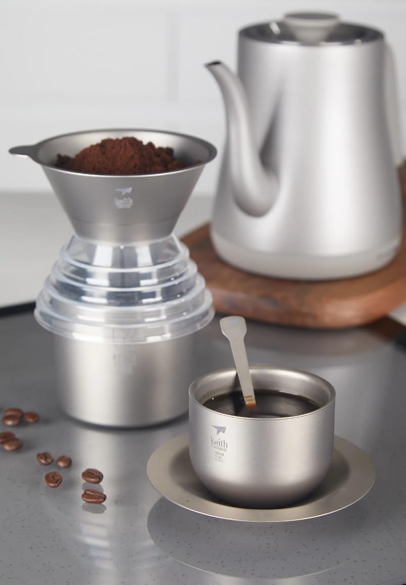Keith Ti3661 FlavorGuard Kaffeefilter aus reinem Titan (Kunststoffständer im Lieferumfang enthalten)
