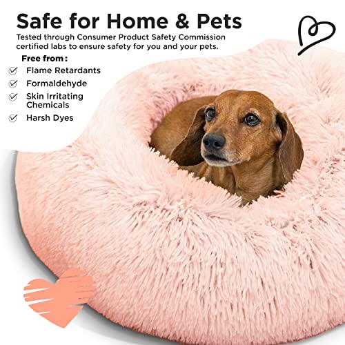 Best Friends By Sheri The Original Calming Donut Cat And Dog Bed In Shag Fur Cotton Candy Pink, Small 23X23 #TOP5