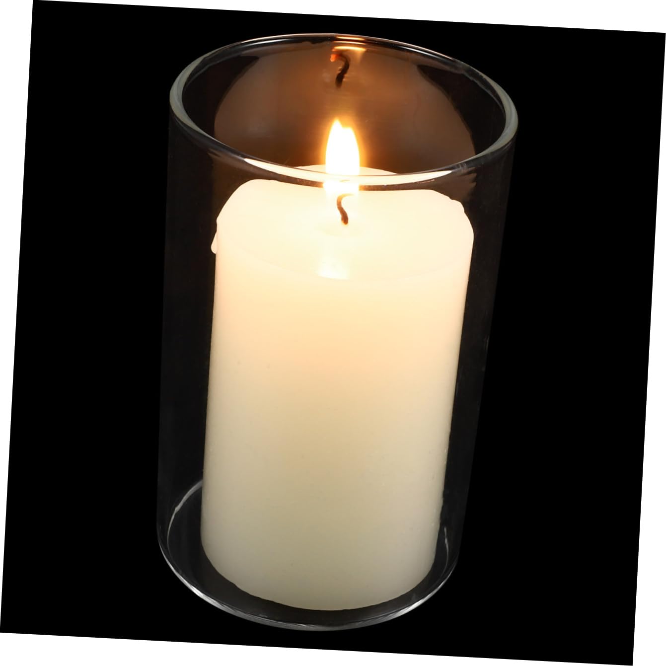 Candela in Vetro Bianca per Decorazione Casa e Bar, Forma Semplice, Atmosfera Accogliente per Intima o Festa
