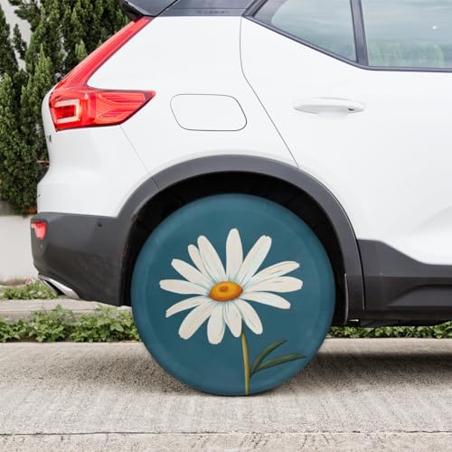 Image of Spare Tire Cover for RV Trailer, Flower Daisy Tire Covers Universal Fit for Travel Trailer Camper Jeep RV SUV Truck Waterproof Wheel Cover (16 inch for Diameter 29 inch - 31 inch)