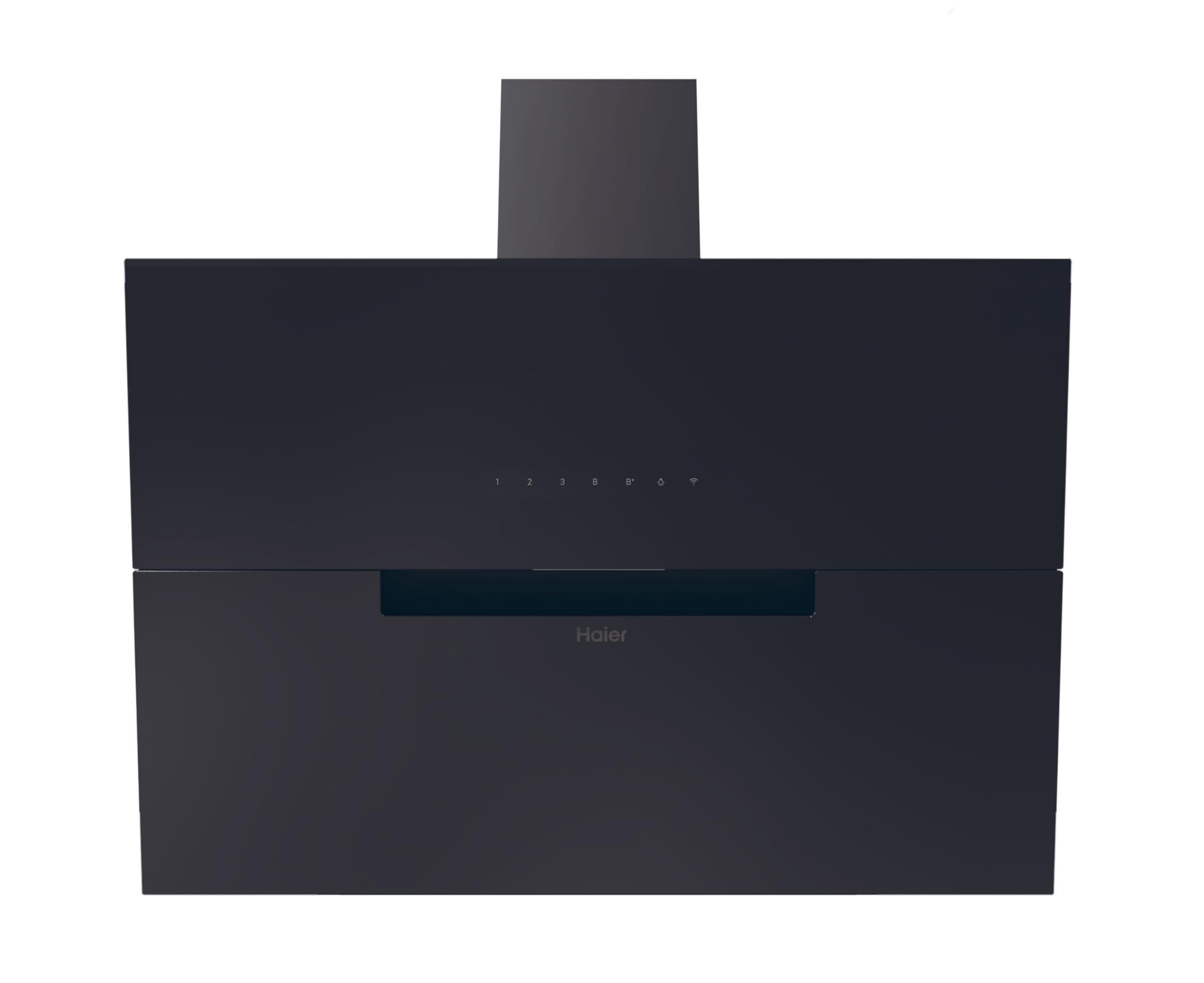 Haier I-Link HADG9CBS4BWIFI Campana extractora decorativa 90cm, WIFI, Potencia 937 m3/h, 270W, 5 Velocidades, 63 db, Filtros carbón, 2 Filtros Antigrasa, Luz LED, Cristal Negro