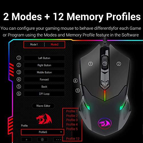 Image of (Renewed) Redragon M601 CENTROPHORUS-2000 /3200DPI Gaming Mouse for PC, 6 Buttons, Weight Tuning Set