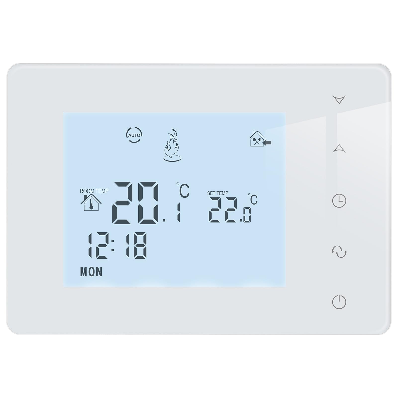 Beok Combi-boilerthermostaat 2-draads, bekabelde thermostaat op batterijen, kamerverwarmingsthermostaat digitale temperatuurregelaar muur, op afstand bediend via wifi met spraakbesturing, wit