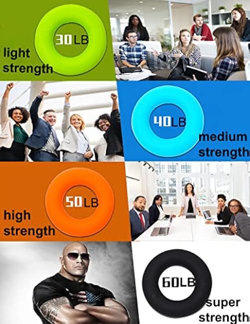 4 Pack Hand Grip Strengthener Rings Finger Exerciser Grip Strength Trainer Silicone Squeezer Gripper for Muscle Strengthening Training Forearm Grip Workout Stress Relief Rehabilitation 30LB-60LB