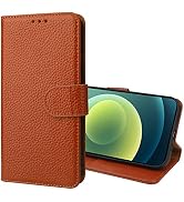 Bocasal Genuine Leather Wallet Case for iPhone 12 Pro Max Wireless Charge RFID Blocking Credit Ca...