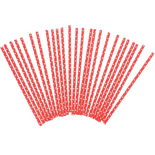 FUOYLOO 100 pitillos de papel rojo con puntos 19.7x0.6 cm miniatura 1