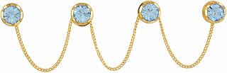 THANU'S CRAFT Cufflinks Round Gold Plated Sky Blue Stone Kurta Buttons with Chain for Men and Women Price In India