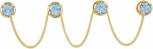 THANU'S CRAFT Cufflinks Round Gold Plated Sky Blue Stone Kurta Buttons with Chain for Men and Women