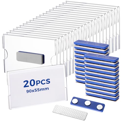 20 Stück Namensschilder Magnet 9 x 5.5cm Namensschilder für Kleidung mit 3-Punkt Name Plate Magnet für Büros Schulen Ausstellungen